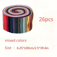 26pcs Cotton Fabric DIY Hair Ring Wind Bronzing Strip Roll Doll Patchwork