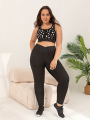 Dalmatian Print Sports Bra with Mesh Detail