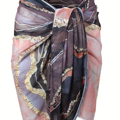 Marble Pattern Wrap Cover Up Skirt