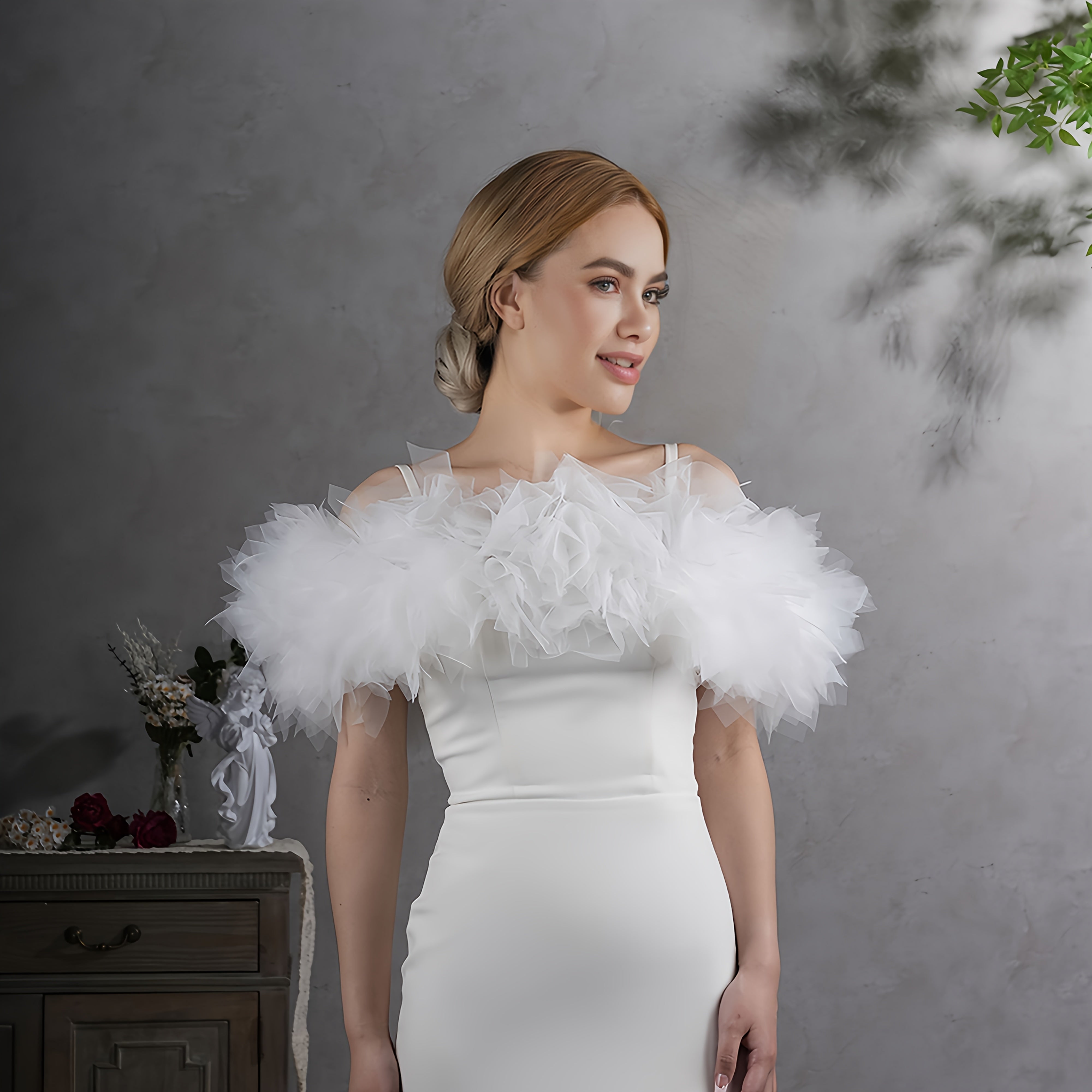 Bridal Fluffy Shawl Wrap Bodycone for Formal Events