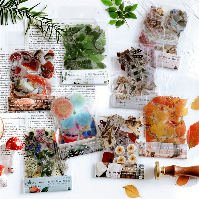 40pcs PET Sticker Plant Flower Diy Journal Diary Decoration