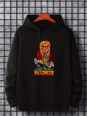 Men's Skeleton & Pumpkin Graphic Hoodie Active Halloween Style