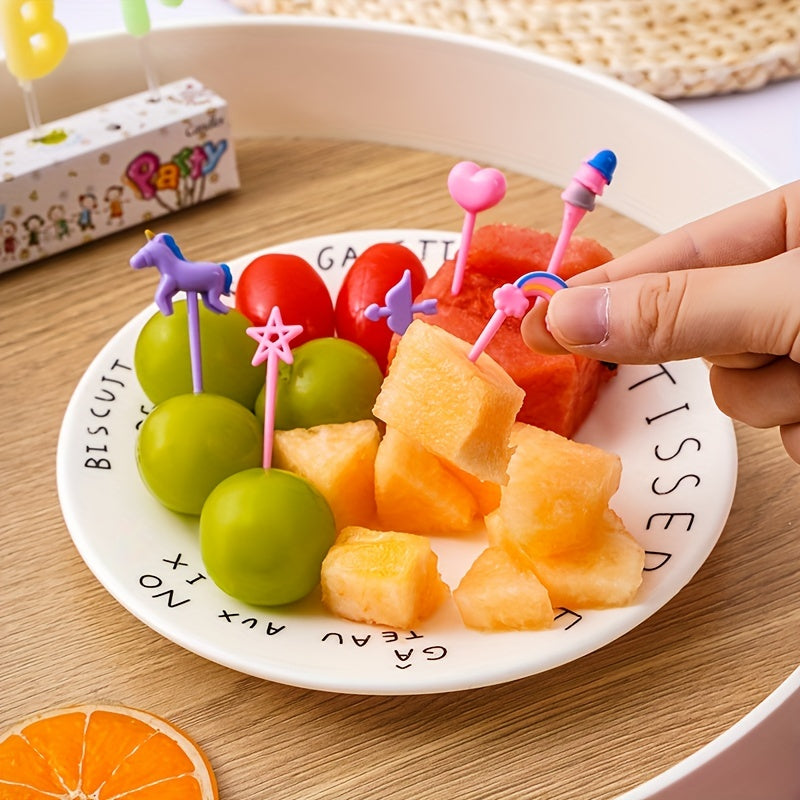 6pcs Unicorn Lunch Box Food Picks, Decorative Reusable Toothpick Set