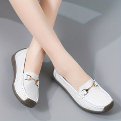 Women's Buckle Decor Flat Loafers Slip On Shoes Casual Flats