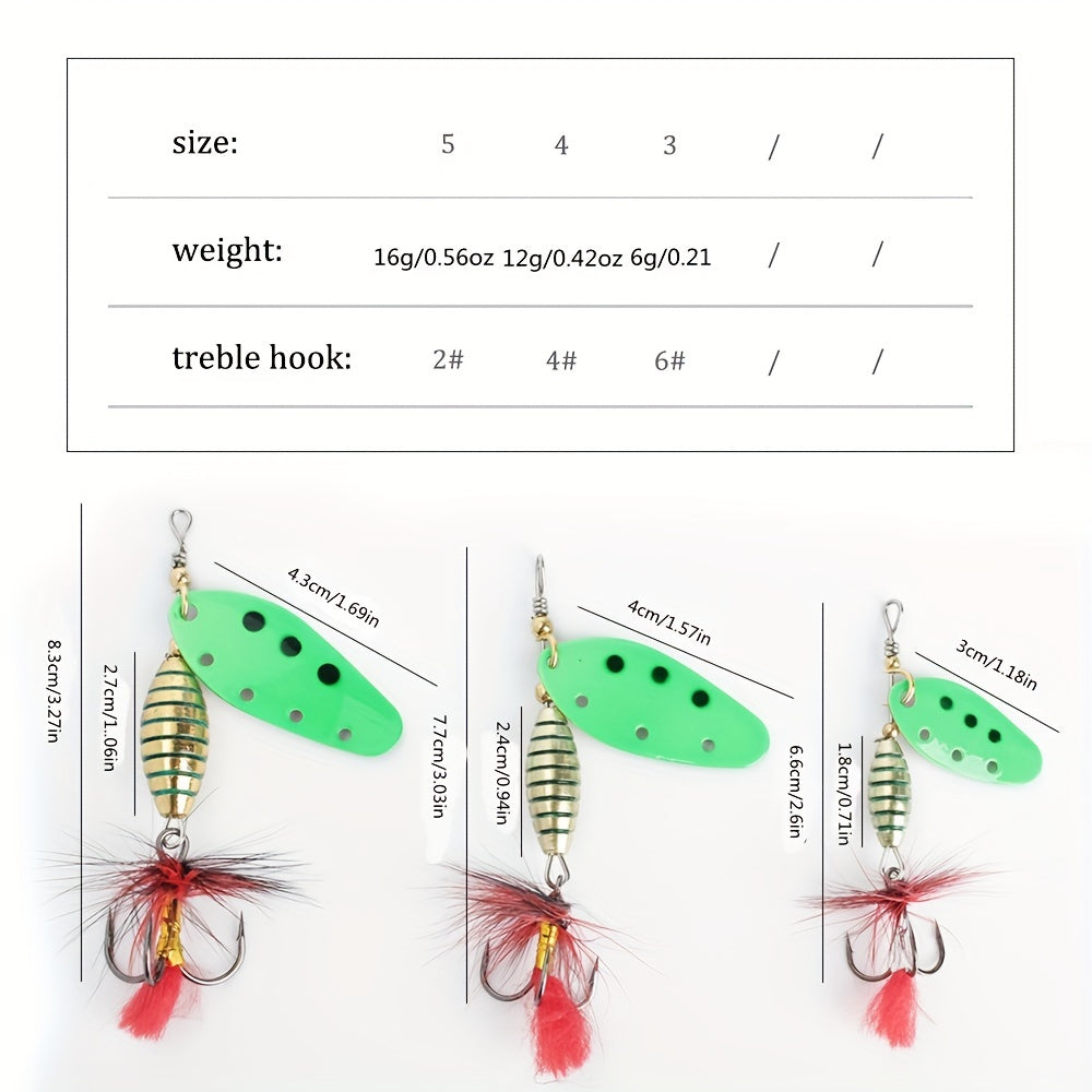 12g Spinnerbait w/ Feather Treble Hook & Metal Spoon Hard Lure for Fish