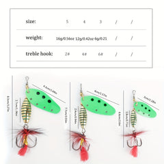 12g Spinnerbait w/ Feather Treble Hook & Metal Spoon Hard Lure for Fish