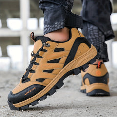 Men's Lace Up PU Leather Hiking Shoes Breathable Anti skid