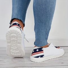 Women's American Flag Canvas Shoes Lightweight Outdoor Flats
