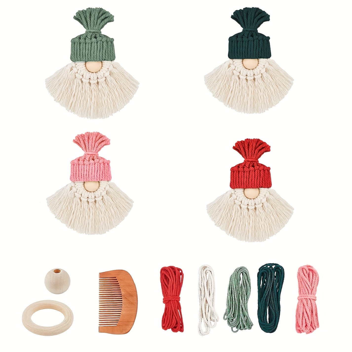 DIY Macrame Christmas Gnomes Santa Claus Kit - Tree Decor