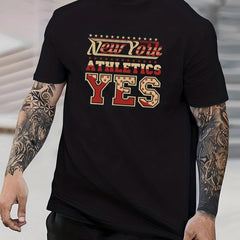 Retro Letter Print Men's Graphic Crew Neck T shirt Casual Comfy Tees