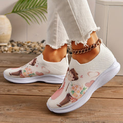 Graphic Elastic Knit Slip on Sneakers Women's Comfy Footwear
