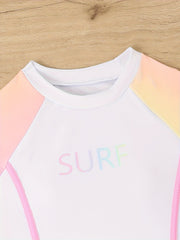 Tie Dye Swimwear Set 2pcs Girls Gradient Long Sleeve Top Shorts Set