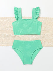 2pcs Toddler Girls Ruffle Bathing Suit Set - Summer Beach Vacation