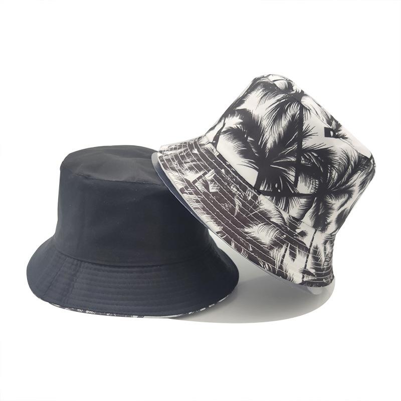 Canvas Bucket Hat Summer Coconut Tree Double-sided Basin Hat
