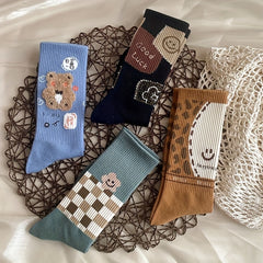 8 Pairs Cartoon Socks Women's Stockings