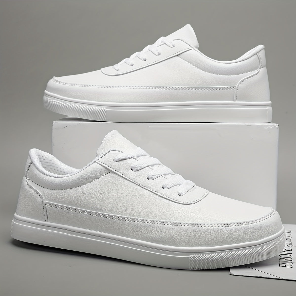 Solid Flat Lace Up Sneakers Lightweight Low Top Skate Shoes