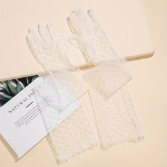 Polka Dot Long Gloves Transparent Decorative Party Prom Gloves Women