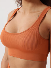 Ribbed Seamless Crop Top & High Waist Shorts Set Women's Activewear