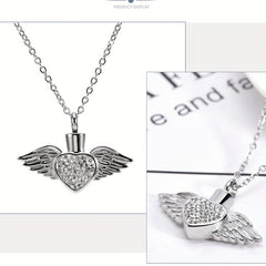 Cremation Urn Necklace For Ashes Birthstone Angel Wing