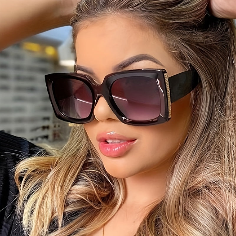 Y2K Tortoiseshell Square Sunglasses Gradient UV400 Sun Shades