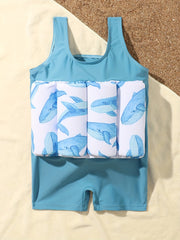 Boys Floating Swimwear Baby Cartoon Graphic Onesie Swimwear