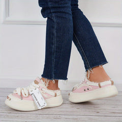 Women's Canvas Lace-Up Walking Shoes Outdoor Sneakers
