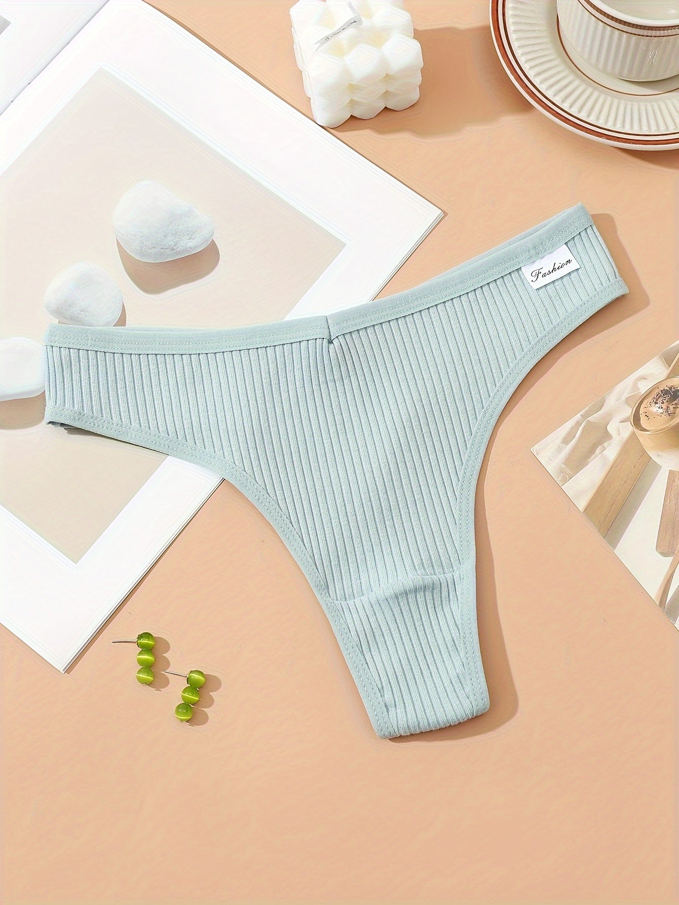 7pcs Seamless Solid Thongs Stretchy Intimates Panties Women's Lingerie