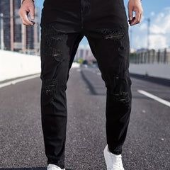 Men's Ripped Jeans Casual Street Style Stretch Denim Pants