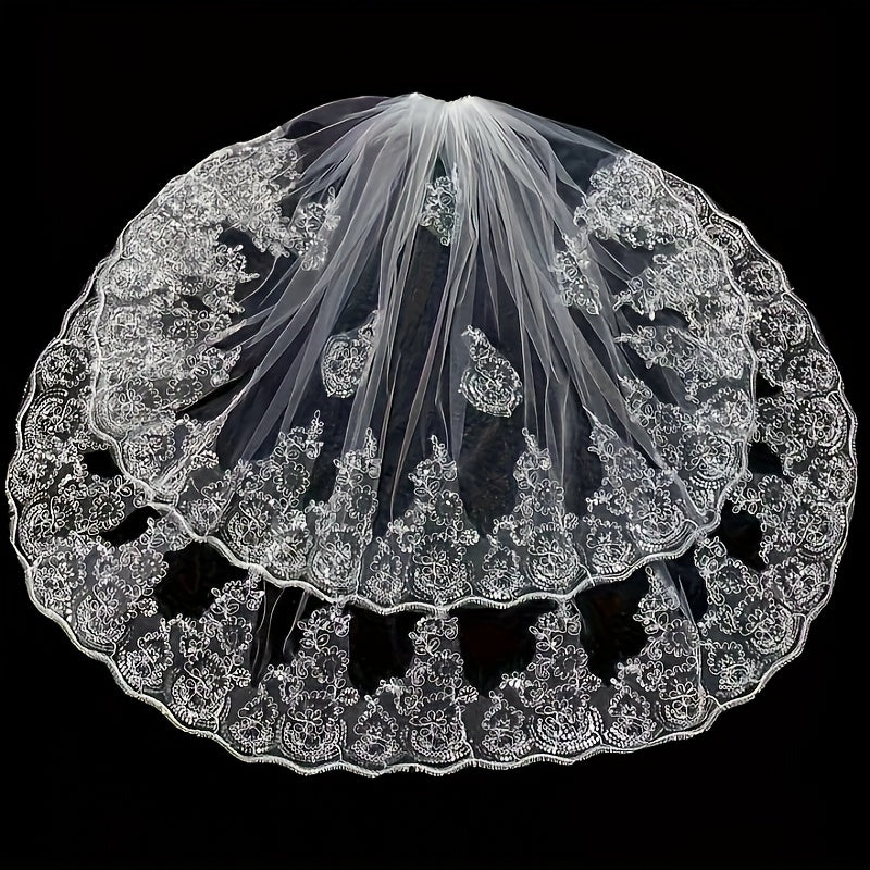 Royal Court Style Double Layer Sheer Curtain Embroidered Floral Lace