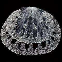 Royal Court Style Double Layer Sheer Curtain Embroidered Floral Lace