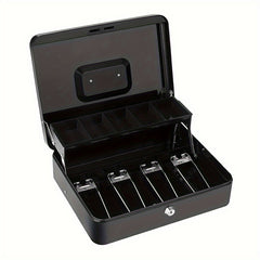 Portable Vault Cash Box with Money Tray and Lock Large Steel Money Box Pink