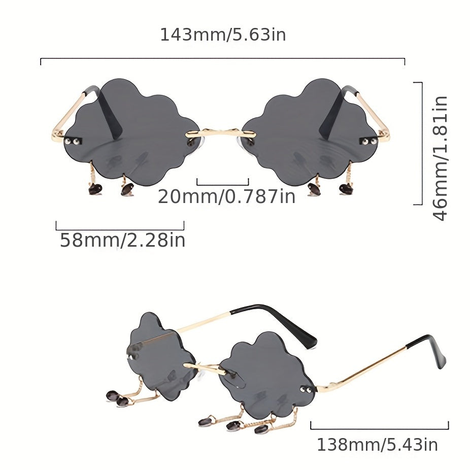 Cloud Sunglasses Raindrop Rimless Sunglasses Funny Party Glasses