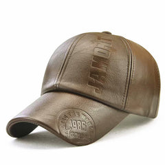 PU Leather Baseball Cap Women Men Letters Embossed Casual Hats