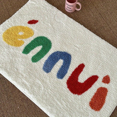 Plush Carpet Graffiti Letter Bedside Bedroom Living Room Anti Slip Floor Mat