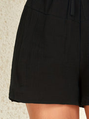 Solid Drawstring Shorts Casual Elastic Waist Summer Shorts Women's Clothing