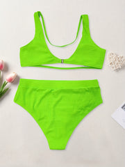 Sexy Bikini Set - Striped Print High Stretch Tank Top & Underwear