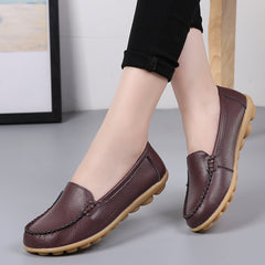 Women's Soft Leather Loafers Slip-On Flats Lightweight Shoes
