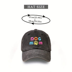 DOG MOM Embroidery Baseball Cap Cartoon Candy Washed Distressed Sun Hat