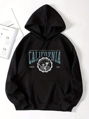 Coconut Tree Print Hooded Sweatshirt for Women