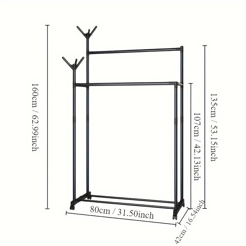 2 Layer Carbon Steel Coat Rack with Pulley Self Assembly Required