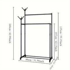 2 Layer Carbon Steel Coat Rack with Pulley Self Assembly Required