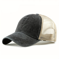 Distressed Ponytail Baseball Cap Mesh Breathable Dad Hat Vintage Trucker Hats