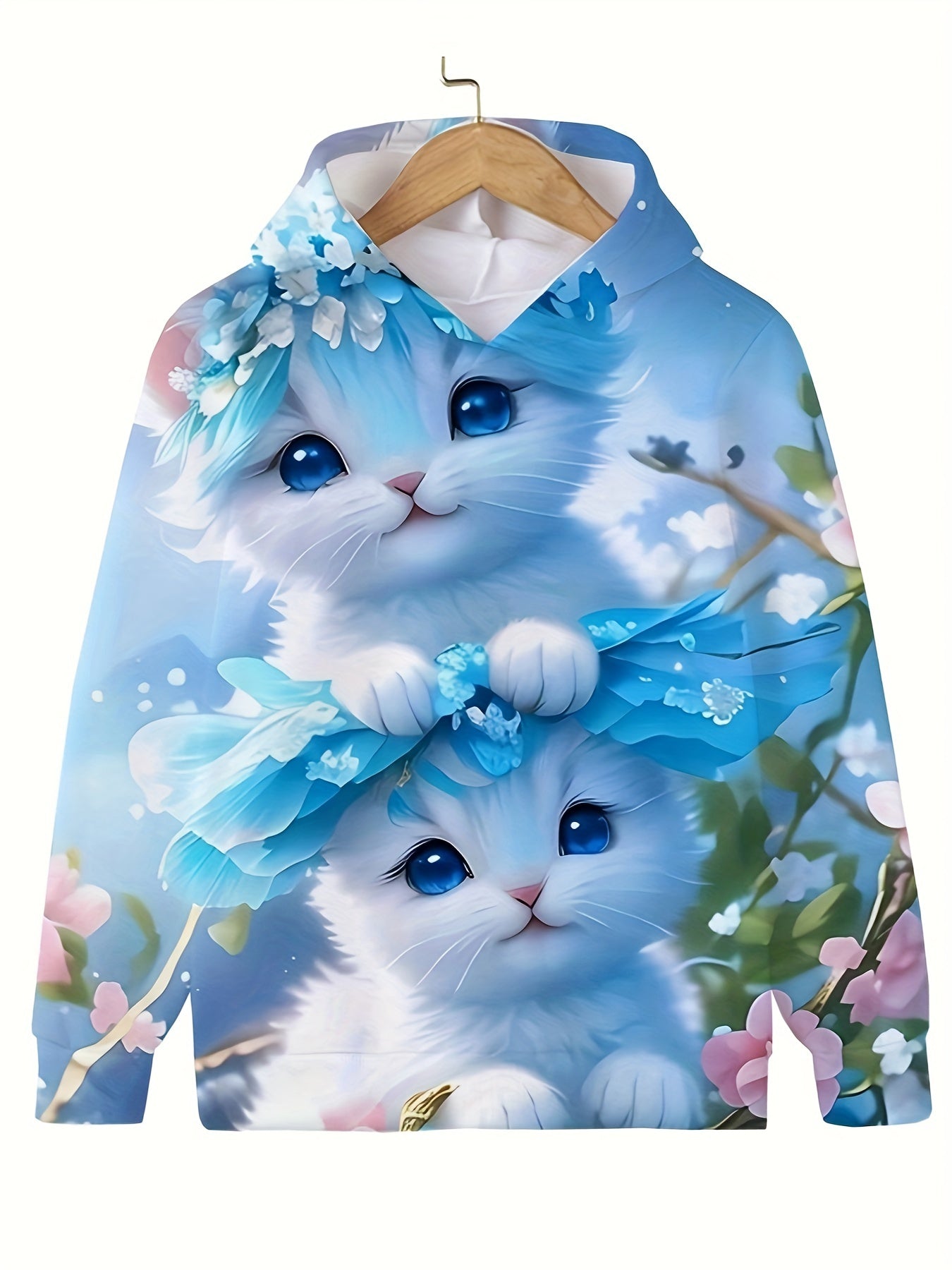 Girls Kitty Friends Long Sleeve Hooded Sweatshirt