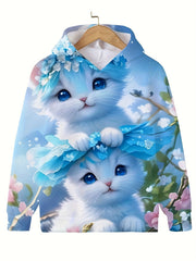 Girls Kitty Friends Long Sleeve Hooded Sweatshirt