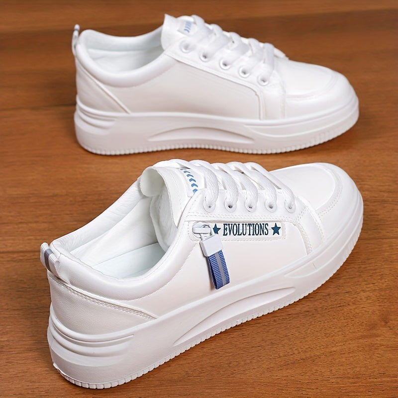 Women's Letter Graphic Skate Shoes Zip Lace Sporty Platform Sneakers