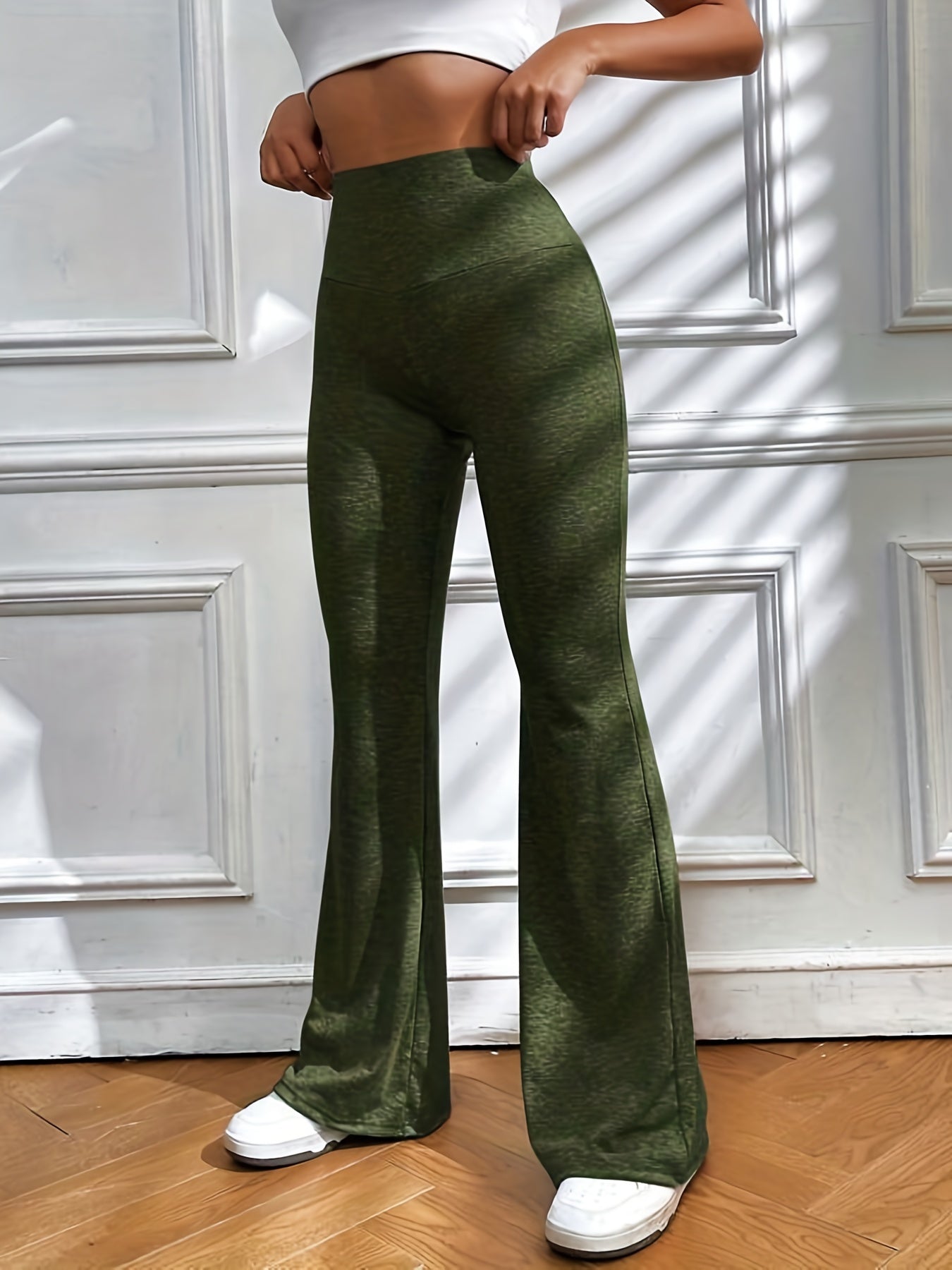 Elastic Flare Leg Pants Casual Loose Pants Women's Clothing