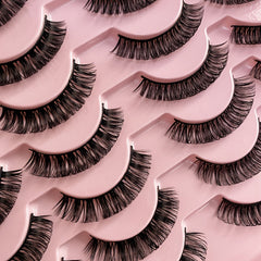 14 Pairs 15mm Short Natural Lash Curl Reusable Fluffy Strip Lashes