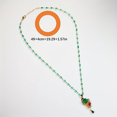 Golden Peacock Green Pendant Necklace - Timeless Beauty - Gift for Mother's Day