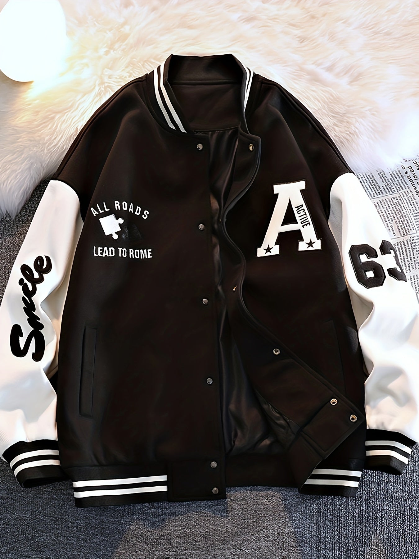 Casual Letter Sports Jacket Long Sleeve Baseball Jacket