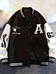 Casual Letter Sports Jacket Long Sleeve Baseball Jacket
